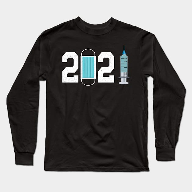 2021 mask and vaccine Long Sleeve T-Shirt by MZeeDesigns